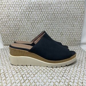 Soul Naturalizer Good Times Black Comfort Cork Wedge Slide Sandals US 10M